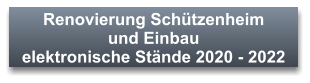 Renovierung Schützenheim  und Einbau  elektronische Stände 2020 - 2022